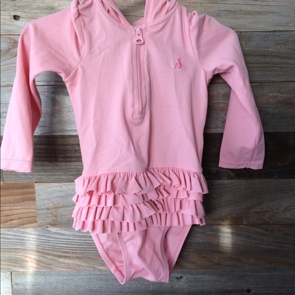 Baby Gap Pink Ruffle Swimsuit with Hood